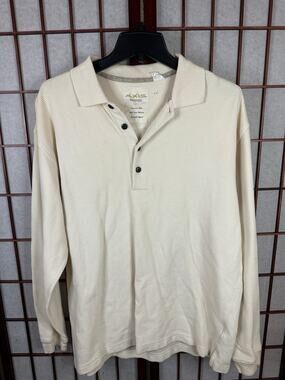 Axis Men's long sleeve polo cream textured very nice!